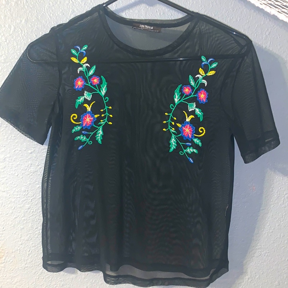 Zara size S mesh black crop top